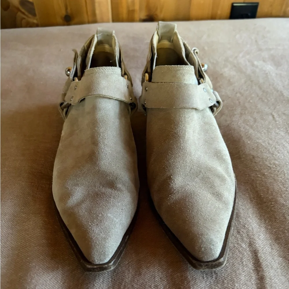 Rag & Bone Light Sand Westin Harness Suede Ankle Boots size 39.5